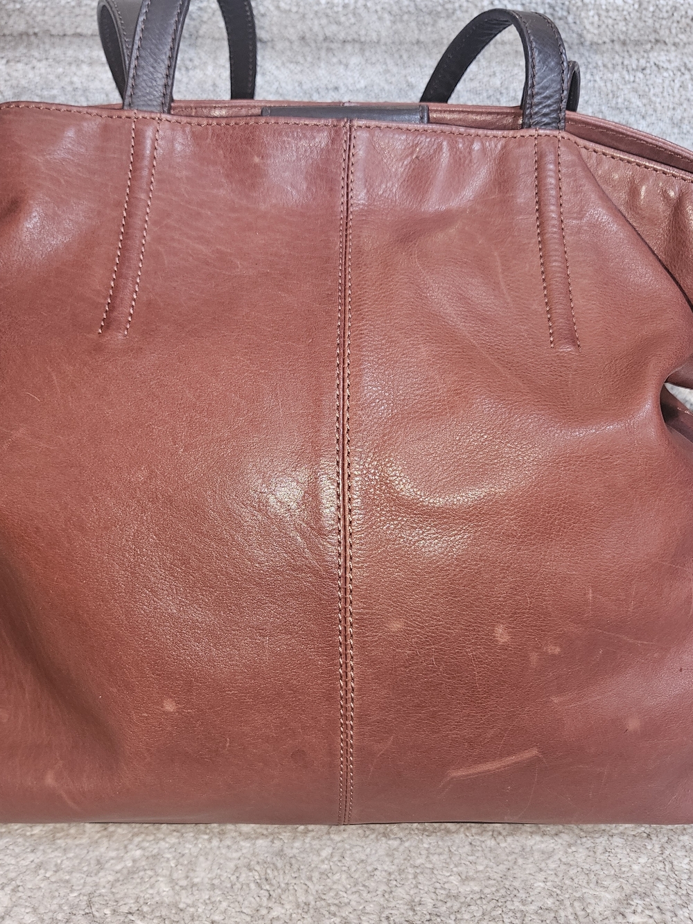 Lucky Brand Rust Leather Shoulder Bag with Brass Logo - Picture 4 of 10